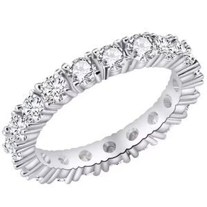 Elegant Full Eternity Sterling Silver CZ Diamond Wedding Band Stackable‎